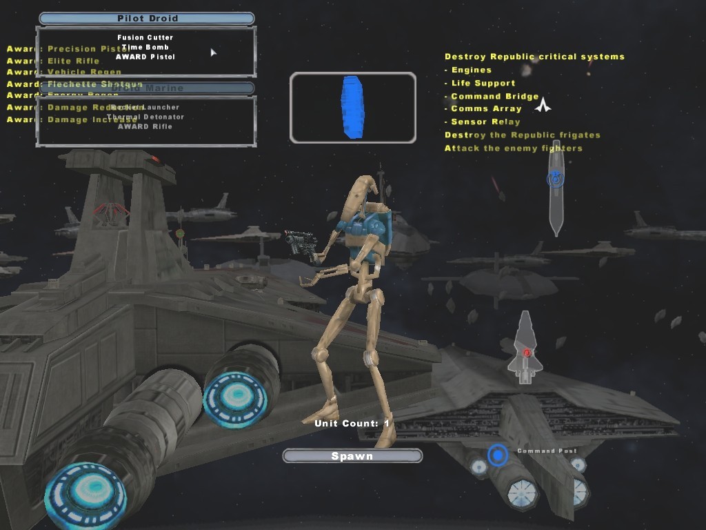 a pilóta droid kék vállfestést kapott a battlefront2ben